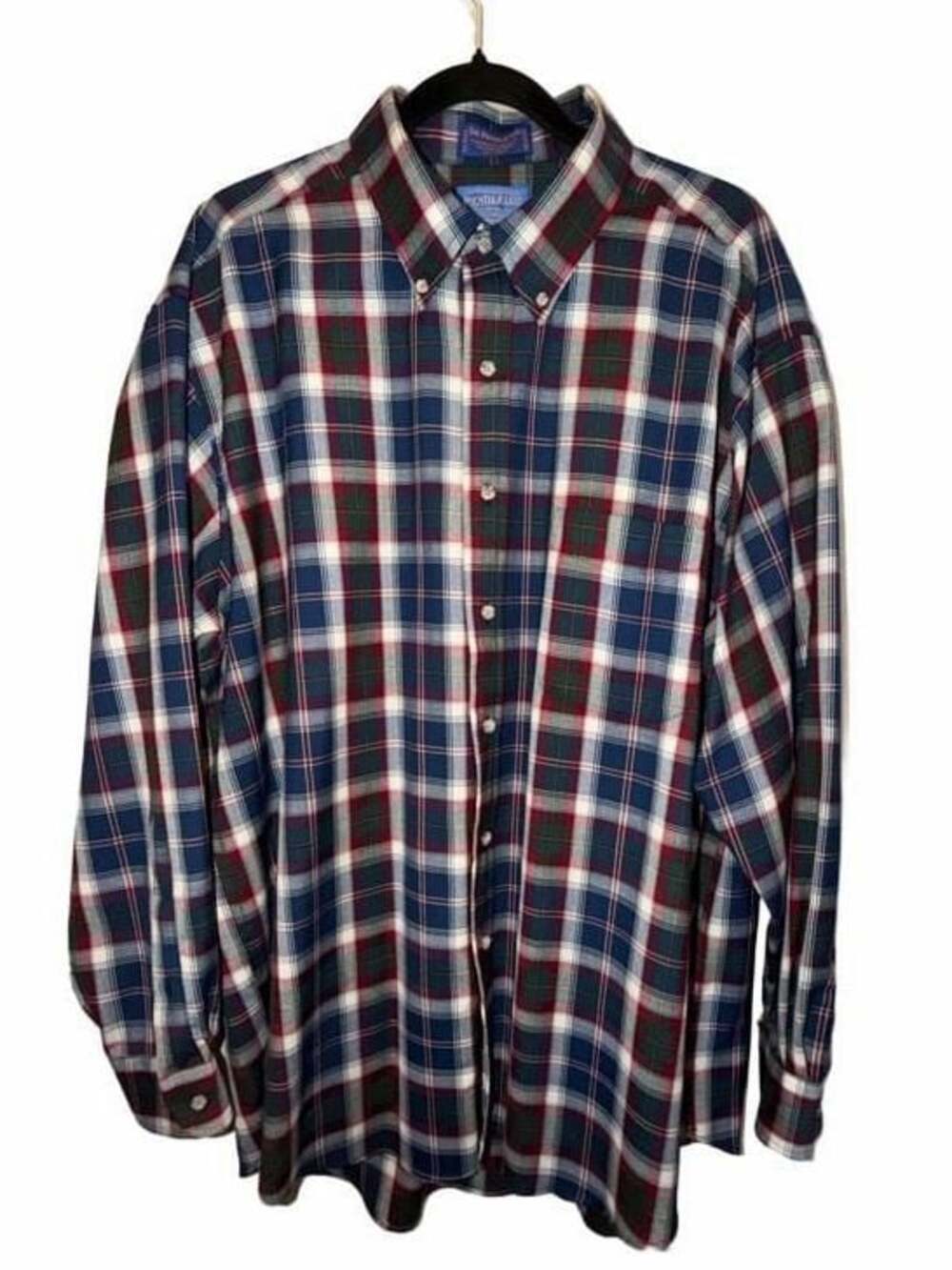 Sir Pendleton 100% Pure Virgin Wool Plaid Button Down Shirt Men's XL